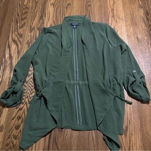 Rachel Zoe army green top size large long sleeves great details 100% polyester